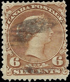 c1868 - Canada 6c - Scott # 27, Used - Crease