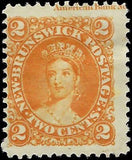 VEGAS - 1863 New Brunswick, Canada 2c - Scott 7 - MNG - Amer Bank Imprint Top