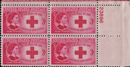 1948 American Red Cross Plate Block of 4 3¢ Postage Stamps -Scott967 - MNH,OG