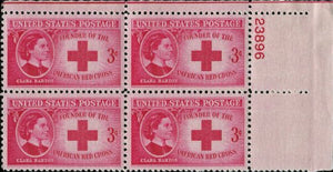 1948 American Red Cross Plate Block of 4 3¢ Postage Stamps -Sc#967 - MNH,OG
