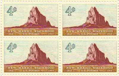 1962 New Mexico Statehood Block of 4 4c Postage Stamps, Scott 1191, MNH, OG
