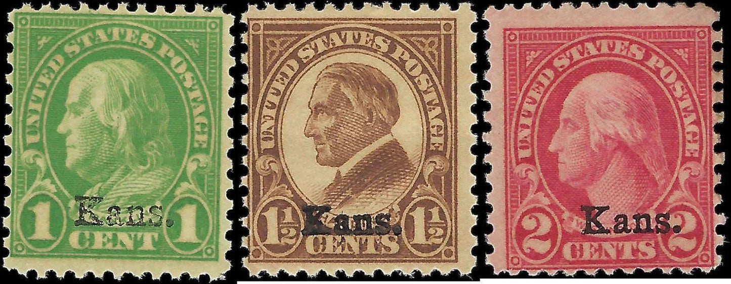1929 USA - Scott 658-660 Kansas - MNH, OG - 660 with Slight Gum Disturbance