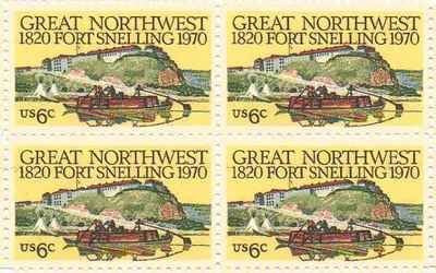 1970 Northwest Fort Snelling Block of 4 6c Postage Stamps, Scott1409, MNH, OG