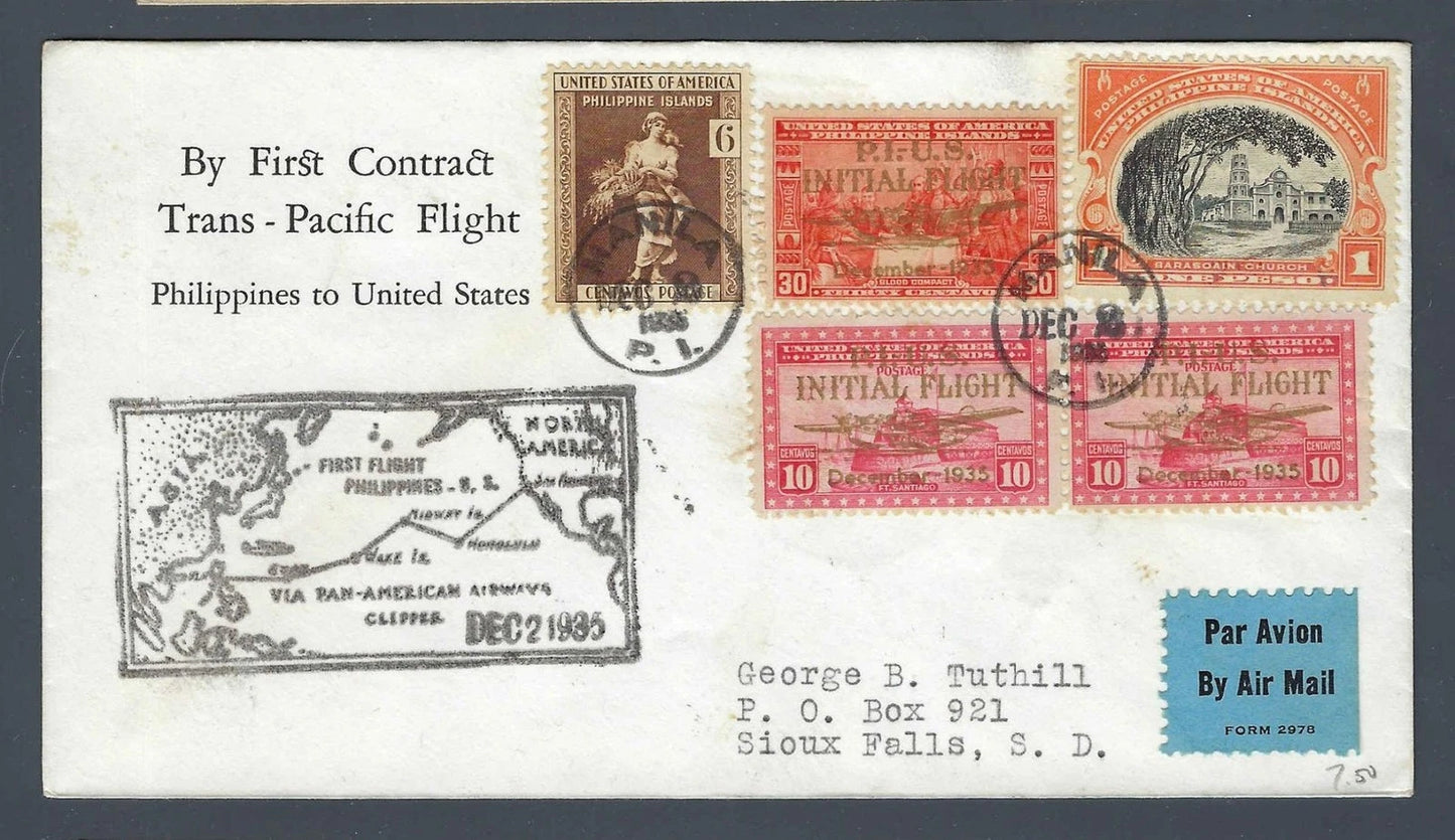 1935 First Trans-Pacific Flight Manila San Francisco Pan Am Clipper Cover