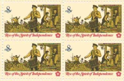 1973 Drummer Block of 4 8c Postage Stamps, Scott 1479, MNH, OG