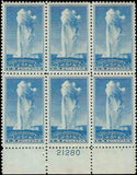 c1934 -Scott 744 Yellowstone National Park Plate Block of 6 -MNH, Undisturbed OG