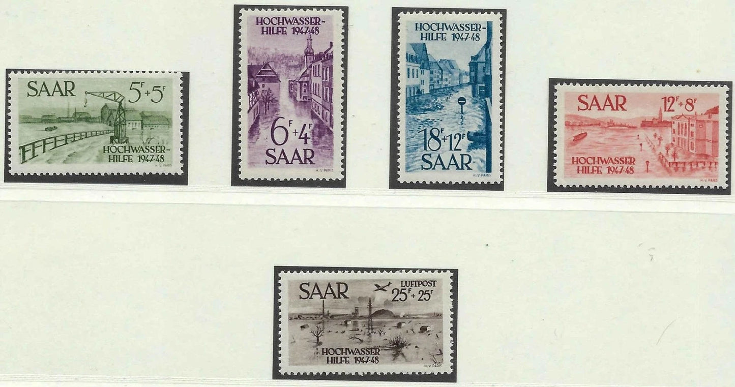 1948 Saar Semi Postal & Airmail Set- Scott B61-B62, CB1 - MNH, Undisturbed OG