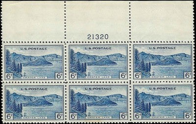c1934 - #745 Crater Lake Plate Block of 6 - MNH, OG - Slight Gum Disturbance