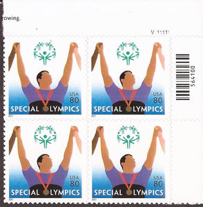 2003 Special Olympics, Plate Block of 4 80c Postage Stamps, Sc#3771, MNH, OG