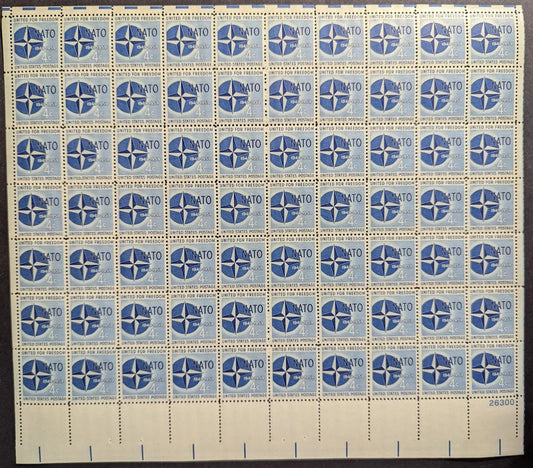 1959 USA 4c NATO Sheet -Scott 1127 -MNH, Undisturbed OG -No Sig Flaws