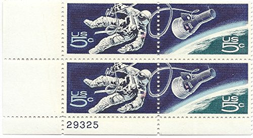 1967 Space Accomplishments Plate Block of 4 Postage Stamps, Scott1331-1332, MNH,OG