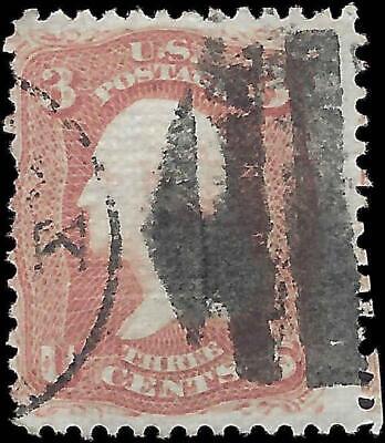 VEGAS - 1868 Washington 3c - Scott 94 With F Grill - No Hidden Flaws