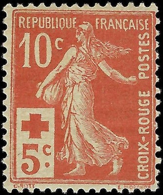 c1914 France 10c + 5c - Scott B2 - MH, OG - Solid with a Short Perf