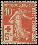 c1914 France 10c + 5c - Scott B2 - MH, OG - Solid with a Short Perf