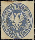 c1863 Lubeck, Germany 2-1/2s - Scott 11 - Mint Previously Hinged - Small Thin Top