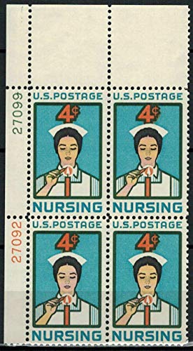 1961 Nursing Plate Block of 4 4c Postage Stamps, Scott 1190, MNH, OG