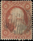 c1857 - Scott 26 Washington 3c Stamp - Used - Nice Rosy Red Color!