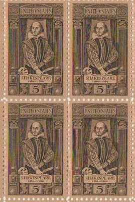 1964 William Shakespeare Block 0f 4 5c Postage Stamps - Scott 1250 - MNH,OG cx254
