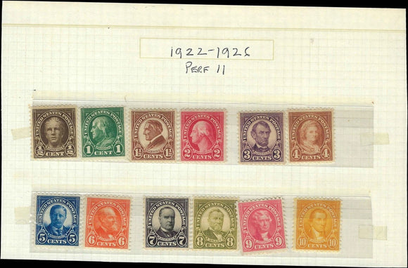 c1922 - Perf 11 Collection - MH - All Perf 11 - Beautiful Set!