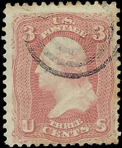 c1861 - Sc# 65 Washington 3c Stamp - Used - Solid, Clean with Light Cancel!
