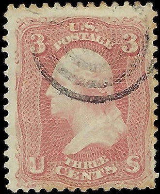 c1861 - Sc# 65 Washington 3c Stamp - Used - Solid, Clean with Light Cancel!