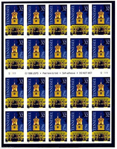 1996 Tennessee Bicentennial Booklet Pane of 20 32-cent Postage Stamps, Sc 3071