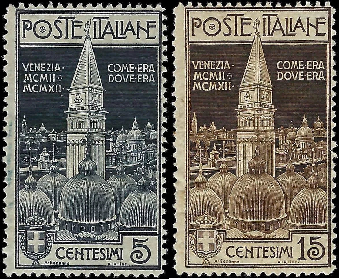 1912 Italy Stamp Set - Scott 124-125 - MH, Partial OG - Solid