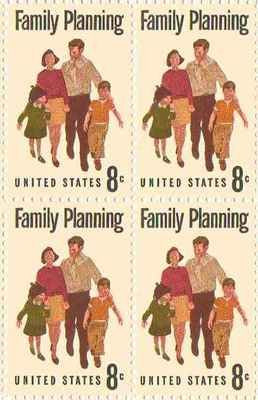 1972 Family Planning Block of 4 8c Postage Stamps - Scott 1455 - MNH,OG cx310