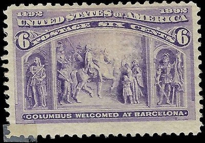 c1893 - Scott 235 6c Columbian Stamp MH, OG