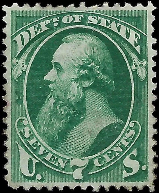 c1873 - Scott O61 Department of State Official Stamp 7c - ~VF! Attempted Re-Gum