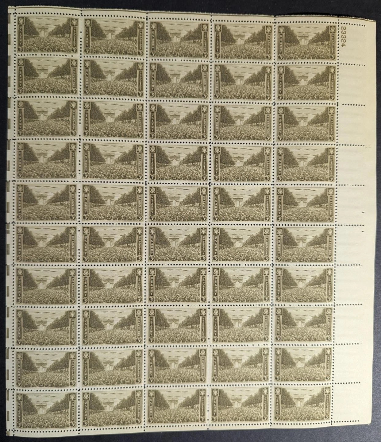 1945 USA US Army 3c Sheet -Scott 934 -MNH, Undisturbed OG -No Sig Flaws -2
