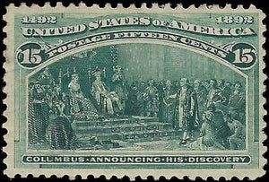 c1893 - Scott 238 15c Columbian Stamp MH, Disturbed OG - Nice Centering!