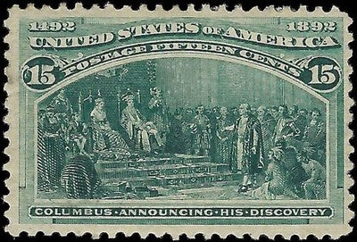 c1893 - Scott 238 15c Columbian Stamp MH, Disturbed OG - Nice Centering!