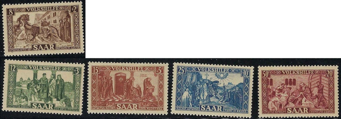 1950 Saar Full Set - Sc# B77-B81 - MNH, Undisturbed OG - Nice!