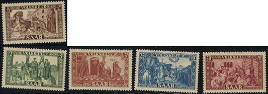 1950 Saar Full Set - Sc# B77-B81 - MNH, Undisturbed OG - Nice!