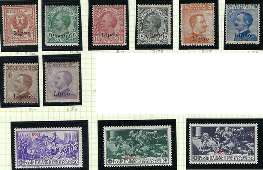 1912-30 Italy Offices In Lisso Short Set - Scott 1-14 Less 9&10 - READ