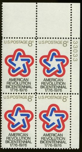 1971 American Revolution Bicentennial Plate Block of 4 8c Stamps-Scott 1432-MNH,OG