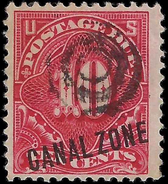 1914 USA Canal Zone10c Postage Due - Scott J3 - Used - Clean