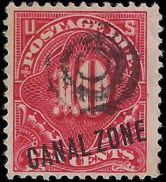 1914 USA Canal Zone10c Postage Due - Scott J3 - Used - Clean