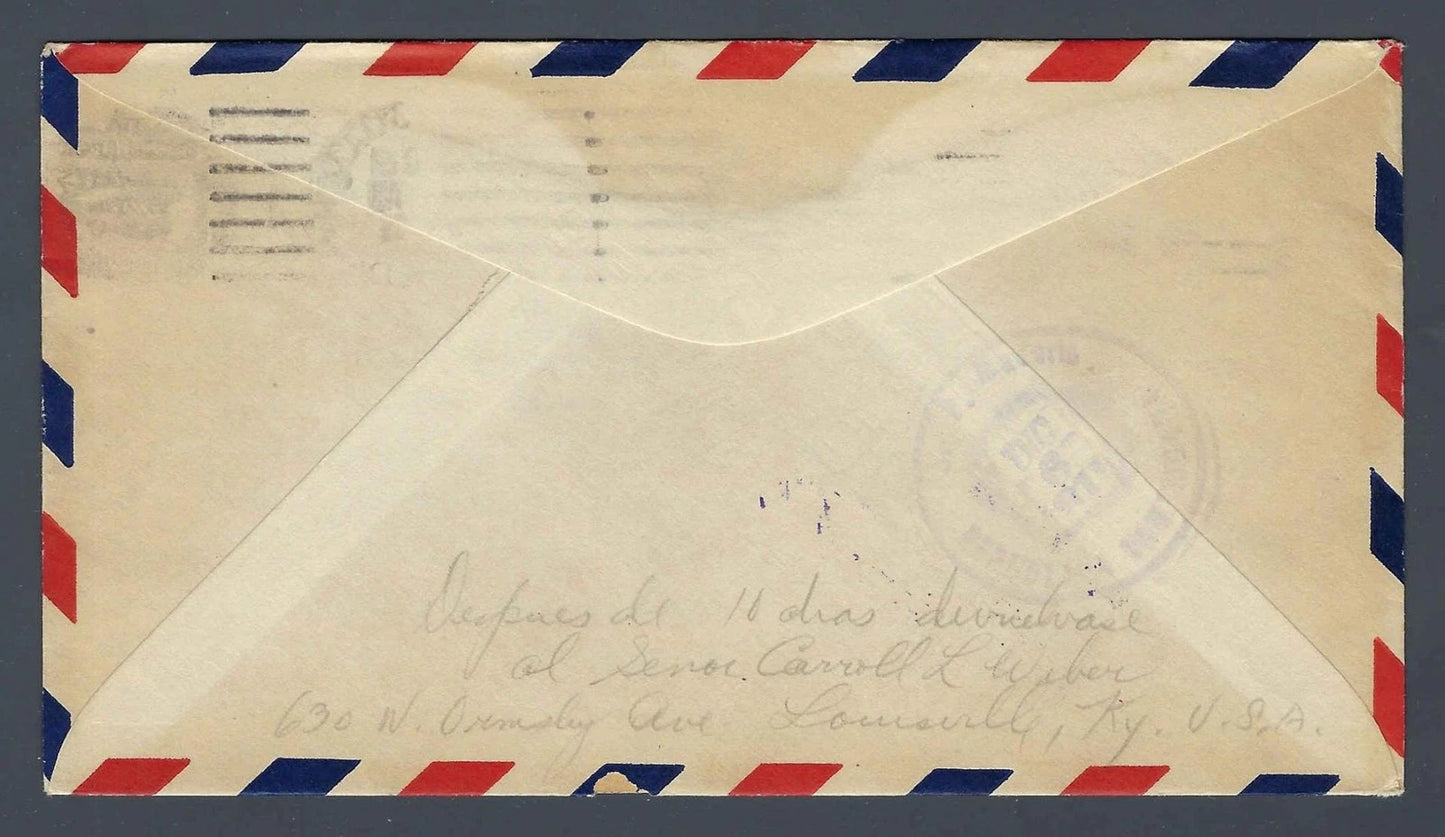 1931 FAM 6 First Flight Cover San Juan Puerto Rico to San Pedro de Macoris DR Pl