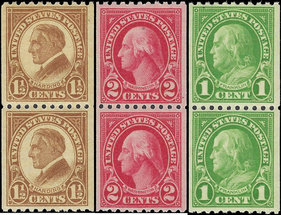 c1924 - Scott #604-6 - Coil Pairs - MNH, Undisturbed OG - Fresh!