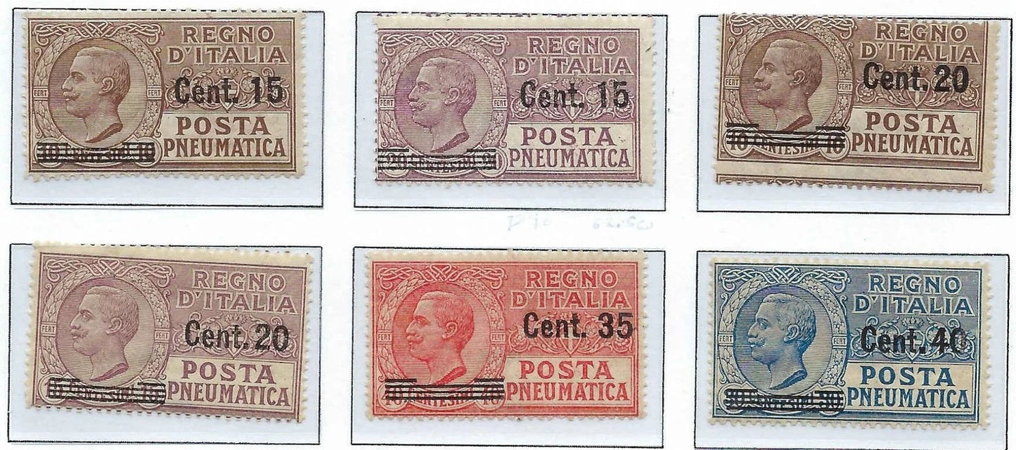1924-27 Italy Pneumatic Set -Scott D9-D14 - MH, OG - Moderate Crease on D12