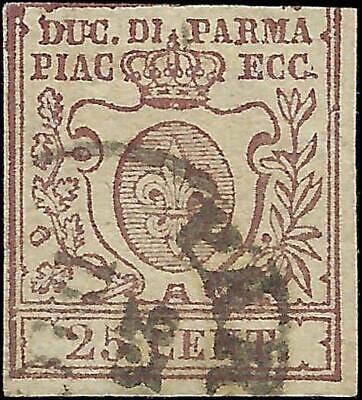 VEGAS - 1857 Parma Italy 25c Stamp - Scott 10 - Used