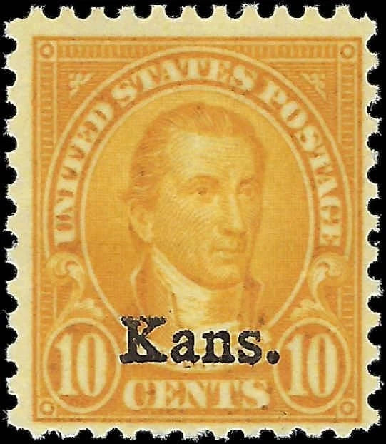 1929 USA - Scott 668 10c Kansas - MNH, Undisturbed OG - Natural Gum Crease