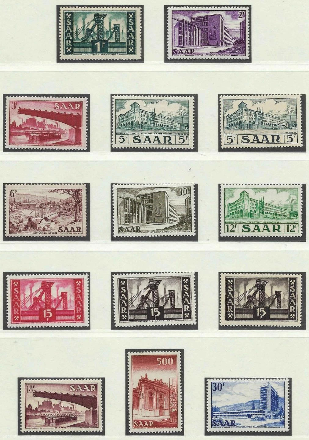 1952 Saar Set- Scott 232-245 - MNH, Undisturbed OG - Post Office Fresh!