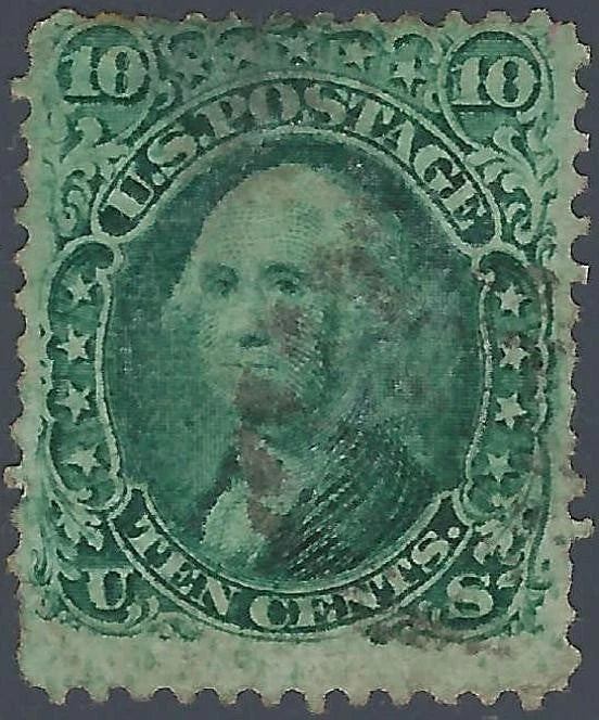 1861 USA - Scott 68 - 10c - Good Centering - Solid w/ a Few Short Perfs