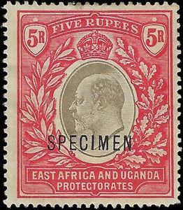 VEGAS - 1903 East Africa 5r - Scott 13 Specimen - MH. OG - Verified WM1