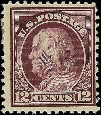 c1914 - Scott 417 12c Franklin Stamp (Perf 12) - MH, OG - Fresh!