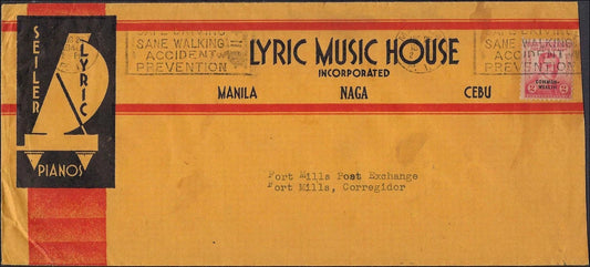 1940 Manila Lyric Music House Ad Cover to Fort Mills Corregidor