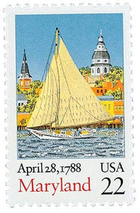 1988 Maryland Statehood Single 22c Postage Stamp, Sc#2342, MNH, OG